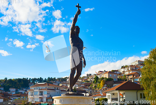 Image of Catcher of  Cross statue. Ohrid