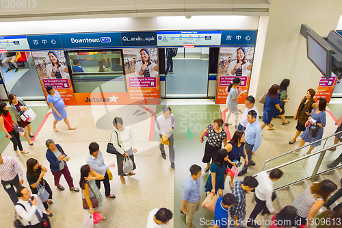 Image of People at Singapore subway station