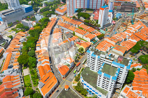 Image of Singapore Chinatown district, aerial view