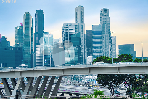 Image of Traffic on bridge of Singapore downtown