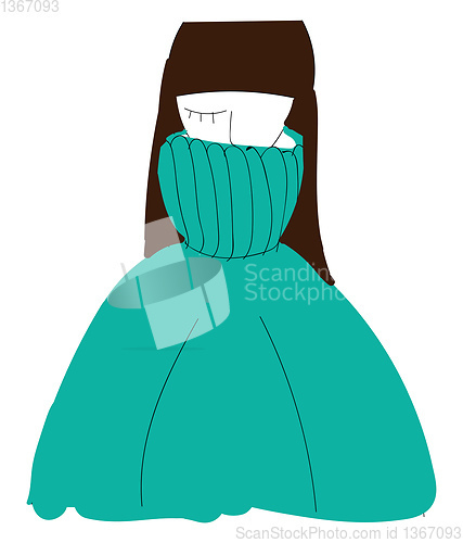 Image of A girl wearing a blue sweater vector or color illustration