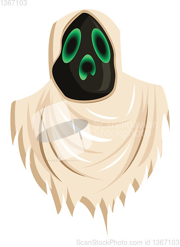 Image of Cartoon scary ghost on white background vector illustration.