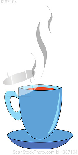 Image of Blue cup full of tea vector illustration on whute background