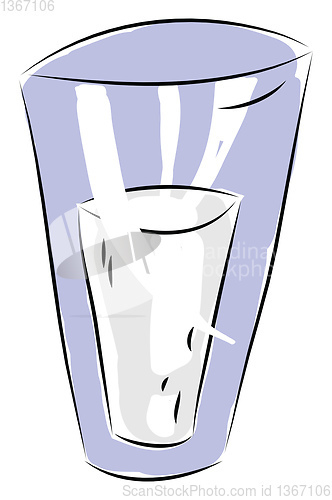 Image of Transparent glass of milk illustration color vector on white bac