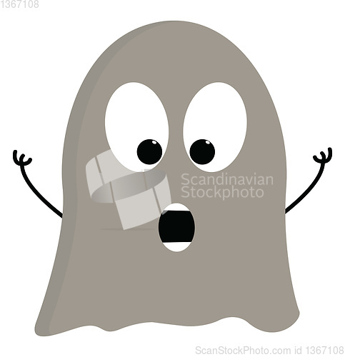 Image of Light grey scarry ghost vector illustration on white background 