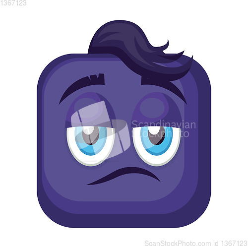 Image of Sassy blue square emoji face with hair vector illustration on a 