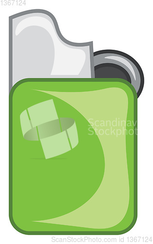 Image of A green zippo or cigarette lighter vector color drawing or illus