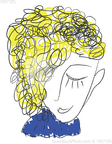 Image of Line art of the face of a sweet boy vector or color illustration