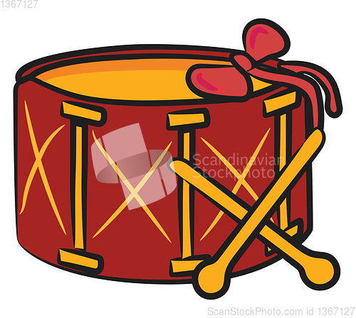 Image of Drum set gift for Christmas vector or color illustration