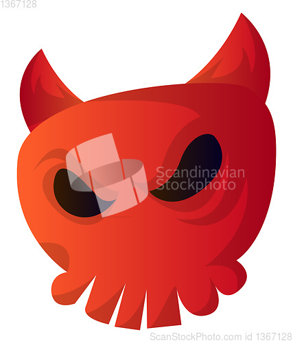 Image of Cartoon red devil skull vector illustartion on white background