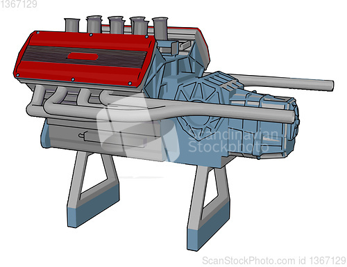 Image of Automotive industrial engine vector or color illustration