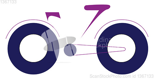 Image of Bicycle with blue wide tyres vector or color illustration