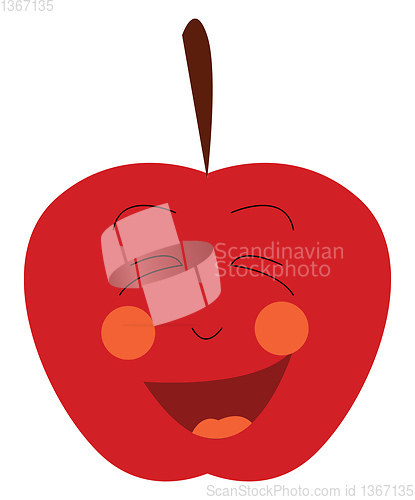 Image of Happy red apple face vector or color illustration
