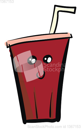 Image of A red disposable cup containing Cola vector or color illustratio