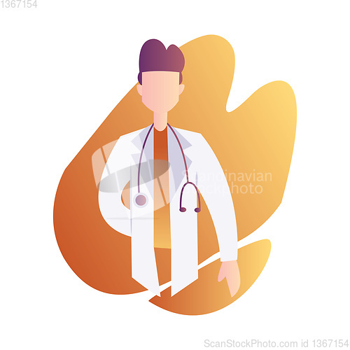 Image of Vector character illustration of a male doctor with stetoscope i