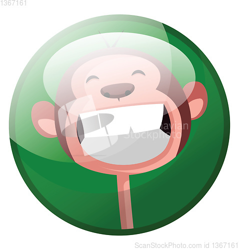 Image of Cartoon character of a smiling monkey vector illustration in gre