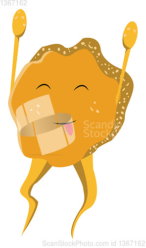 Image of Cartoon funny happy yellow monster vector or color illustration