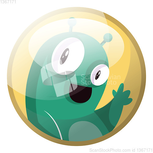 Image of Cartoon character of a green monster waving vector illustration 