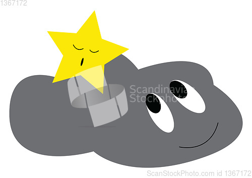 Image of A star and cloud vector or color illustration