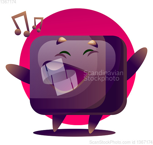 Image of Singing cartoon TV monster vector illustration on white backgrou