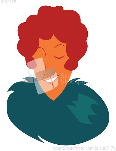 Image of A red-haired lady wearing a fashionable blue dress vector color 