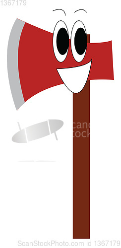 Image of Red axE with eyes illustration print vector on white background