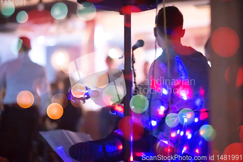 Image of new year and christmas office party close up