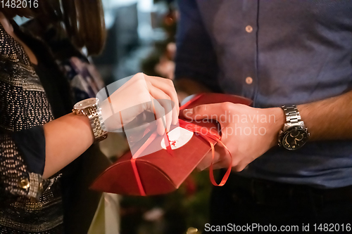 Image of new year and christmas office party close up