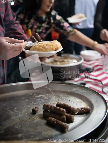 Image of new year and christmas office party close up