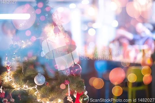 Image of new year and christmas office party close up