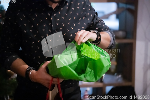 Image of new year and christmas office party close up