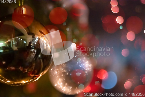 Image of new year and christmas office party close up
