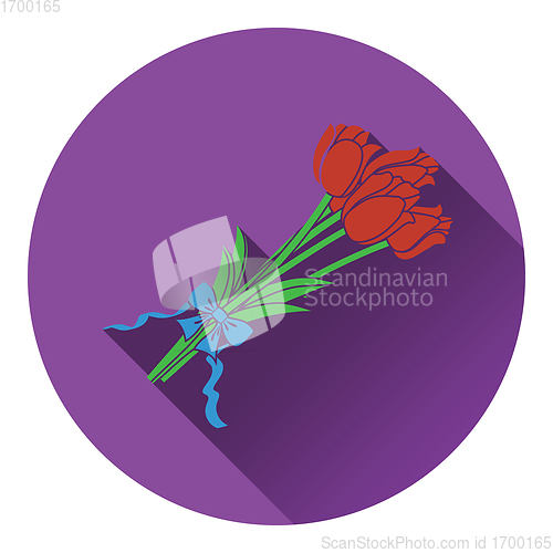 Image of Tulips bouquet icon with tied bow