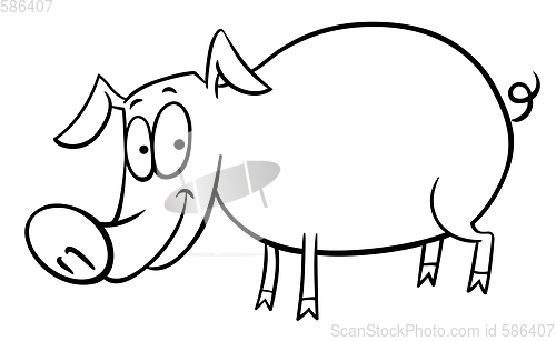 Image of cartoon pig coloring page