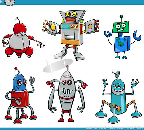 Image of robot cartoon characters set