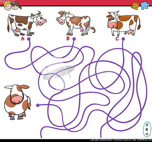 Image of path maze game with cows