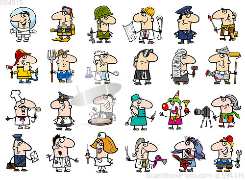 Image of occupations cartoon set