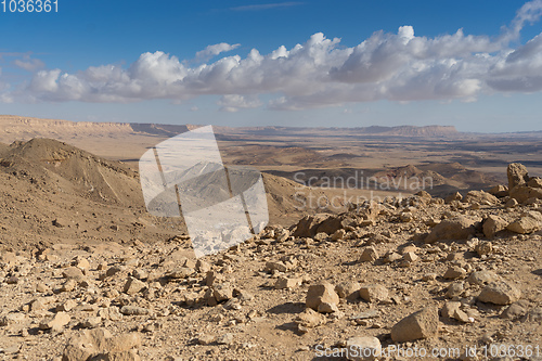 Image of Trekking in Negev dramatic stone desert, Israel 