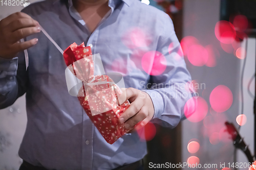 Image of new year and christmas office party close up