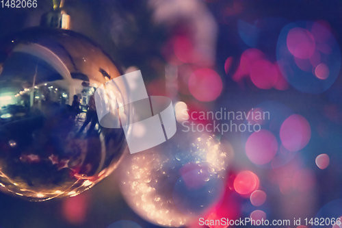 Image of new year and christmas office party close up