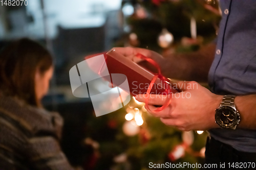 Image of new year and christmas office party close up