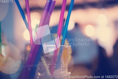 Image of new year and christmas office party close up