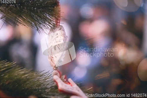 Image of new year and christmas office party close up