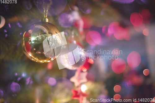 Image of new year and christmas office party close up