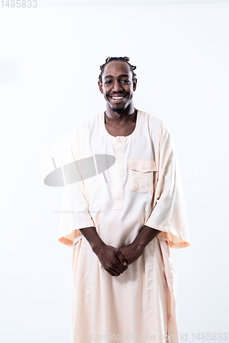 Image of handsome african black man in traditional  clothes