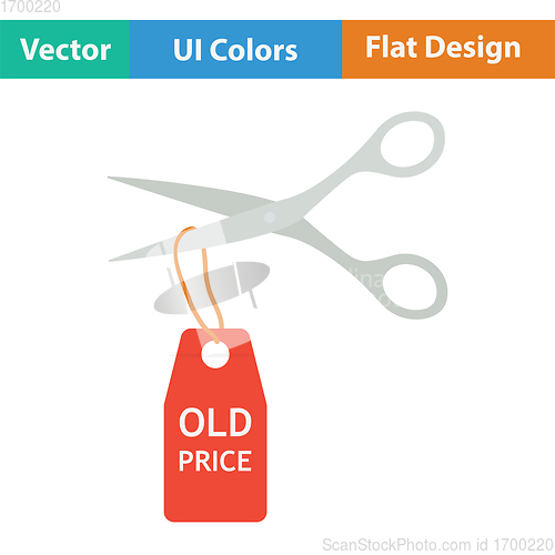 Image of Scissors cut old price tag icon