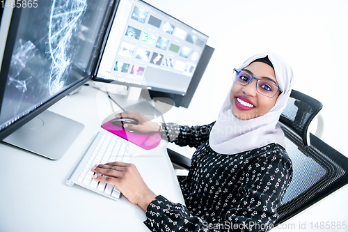 Image of afro american modern  muslim woman