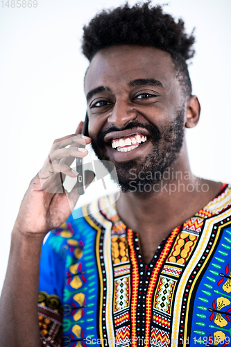 Image of african man on phone