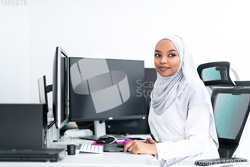 Image of afro american modern  muslim woman