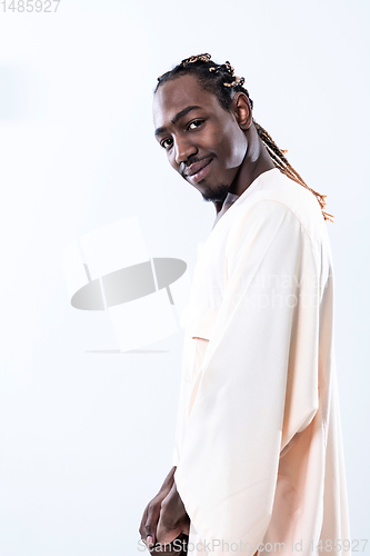 Image of handsome african black man in traditional  clothes